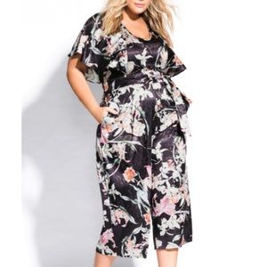 NWT City Chic Size S/16 Midnight Floral Jumpsuit